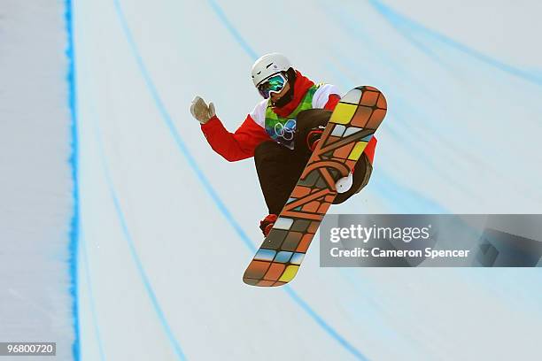 Ben Kilner of Great Britain and Northern Ireland competes in the Snowboard Men's Halfpipe on day six of the Vancouver 2010 Winter Olympics at Cypress...