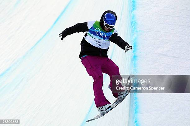 Iouri Podladtchikov of Switzerland competes in the Snowboard Men's Halfpipe on day six of the Vancouver 2010 Winter Olympics at Cypress Snowboard &...