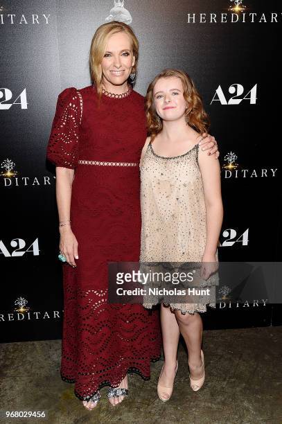 Toni Collette and Milly Shapiro attends the "Hereditary" New York Screening at Metrograph on June 5, 2018 in New York City.