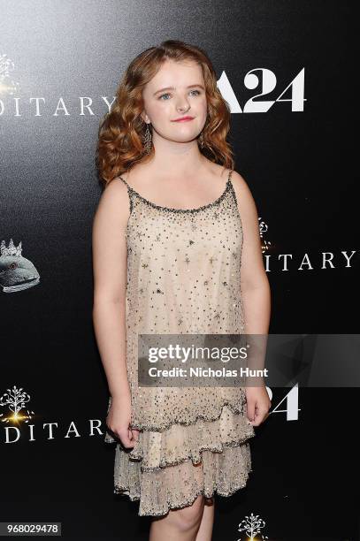 Milly Shapiro attends the "Hereditary" New York Screening at Metrograph on June 5, 2018 in New York City.