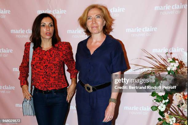 Actresses Aure Atika and Elise Larnicol attend "Marie Claire, Nouvel Air" at Hotel Lutetia on June 5, 2018 in Paris, France.