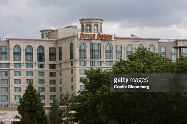 The Dover Downs Hotel and Casino stands during the launch of full-scale sports betting in Dover, Delaware, U.S., on Tuesday, June 5, 2018....