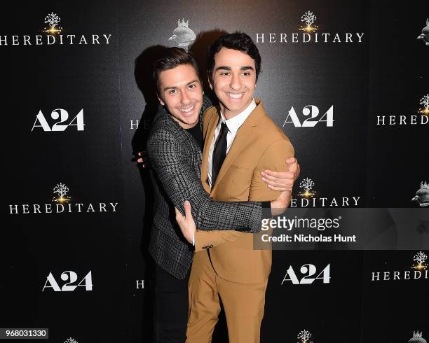 Nat Wolff and Alex Wolff attends the "Hereditary" New York Screening at Metrograph on June 5, 2018 in New York City.