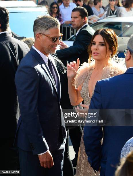 Actress Sandra Bullock and Bryan Randall are seen in Midtown on June 5, 2018 in New York City.