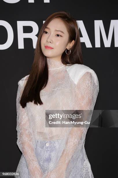 Former member of Girl's Generation Jessica Jung attends the 'BYREDO X Off White' Collaboration Photocall on June 5, 2018 in Seoul, South Korea.