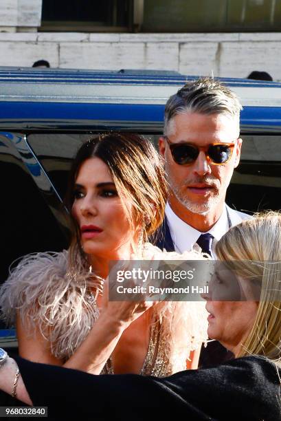 Actress Sandra Bullock and Bryan Randall are seen in Midtown on June 5, 2018 in New York City.