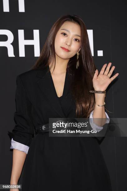 Former member SISTAR of South Korean girl group, Bora attends the 'BYREDO X Off White' Collaboration Photocall on June 5, 2018 in Seoul, South Korea.