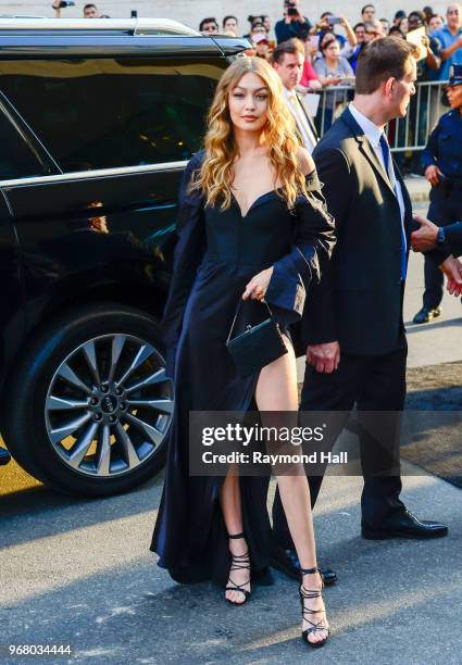 Model Gigi Hadid is seen walking in Midtown on June 5, 2018 in New York City.