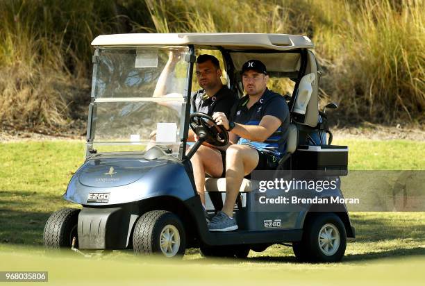 Queensland , Australia - 6 June 2018; Tadhg Beirne, left, and Niall Scannell during a round of golf on the Ireland rugby squad down day at Lakelands...