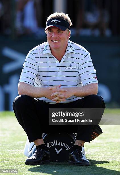 Ross McGowan of England looks happy on the 15th hole during round one of the Accenture Match Play Championship at the Ritz-Carlton Golf Club on...