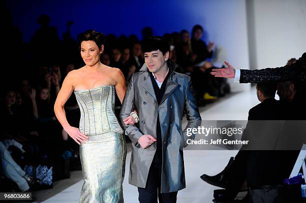 Countess LuAnn de Lesseps and Malan Breton walk the runway at the Malan Breton Fall/ Winter 2010 fashion show at Style360 on February 17, 2010 in New...