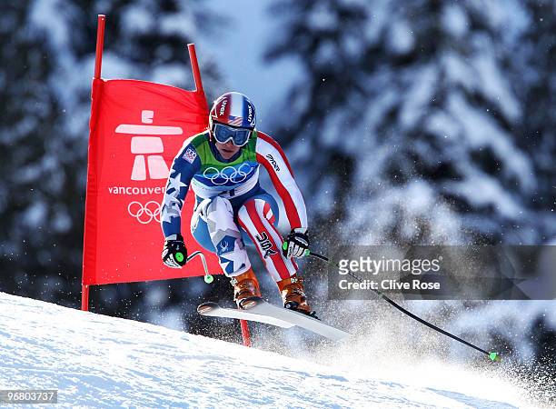 Stacey Cook of the United States competes during the Alpine Skiing Ladies Downhill on day 6 of the Vancouver 2010 Winter Olympics at Whistler...