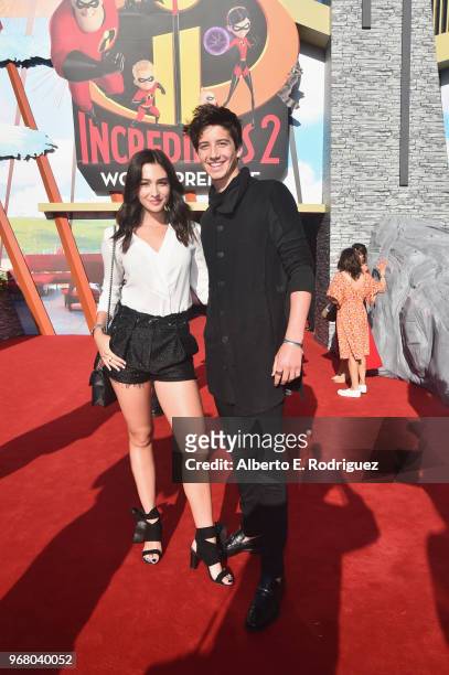 Holiday Mia Kriegel and Milo Manheim attend the World Premiere Of Disney-Pixar's "Incredibles 2" at El Capitan Theatre on June 5, 2018 in Los...