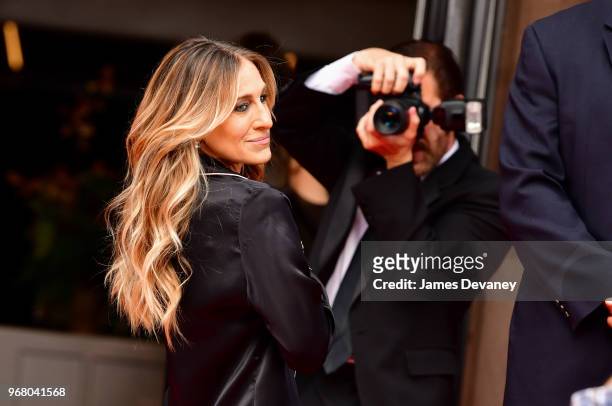 Sarah Jessica Parker seen filming a commercial for Italian lingerie brand Intimissimi in Manhattan on June 5, 2018 in New York City.