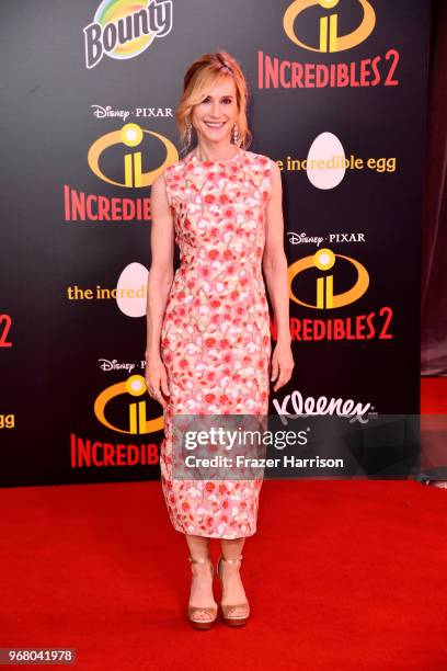 Holly Hunter attends the premiere of Disney and Pixar's "Incredibles 2" at the El Capitan Theatre on June 5, 2018 in Los Angeles, California.