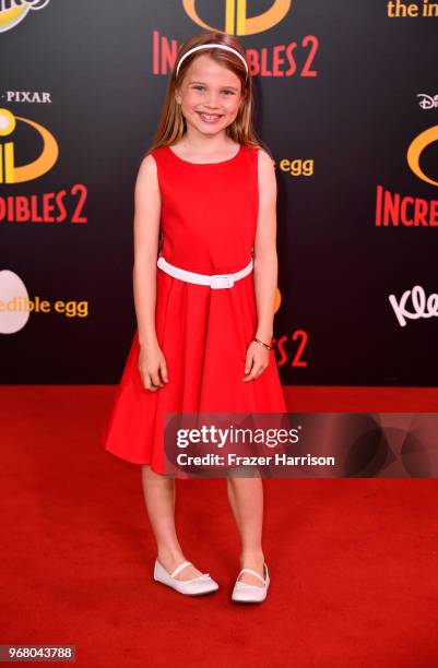 Caitlin Reagan attends the premiere of Disney and Pixar's "Incredibles 2" at the El Capitan Theatre on June 5, 2018 in Los Angeles, California.