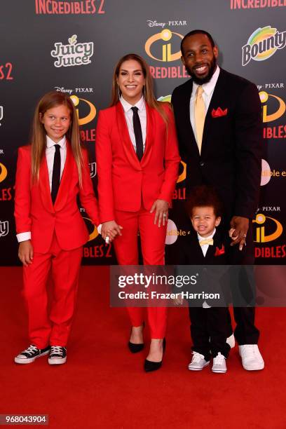 Weslie Fowler, Maddox Laurel Boss, Stephen Twitch Boss, Allison Holker attend the premiere of Disney and Pixar's "Incredibles 2" at the El Capitan...