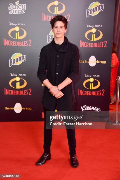 Milo Manheim attends the premiere of Disney and Pixar's "Incredibles 2" at the El Capitan Theatre on June 5, 2018 in Los Angeles, California.