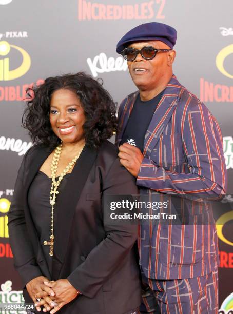 Samuel L. Jackson and LaTanya Richardson Jackson attend the World Premiere of Disney and Pixar's "Incredibles 2" held on June 5, 2018 in Los Angeles,...