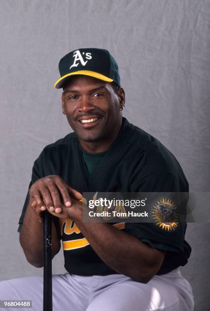 Tim Raines of the Oakland Athletics poses for a photo portrait on Oakland Athletics Photo Day on March 2, 1999 in Phoenix, Arizona.