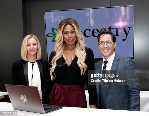 Lisa Kudrow, Laverne Cox and Dan Bucatinsky attend the 'Who Do You Think You Are?' FYC event at Wolf Theatre on June 5, 2018 in North Hollywood,...