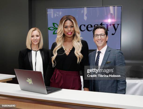 Lisa Kudrow, Laverne Cox and Dan Bucatinsky attend the 'Who Do You Think You Are?' FYC event at Wolf Theatre on June 5, 2018 in North Hollywood,...