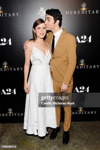 Gianna Reisen and Alex Wolff attend the "Hereditary" New York Screening at Metrograph on June 5, 2018 in New York City.