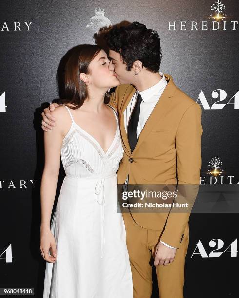 Gianna Reisen and Alex Wolff attend the "Hereditary" New York Screening at Metrograph on June 5, 2018 in New York City.