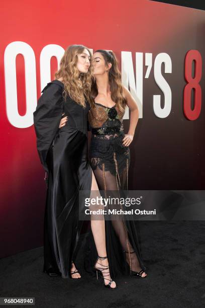 Gigi Hadid and Lily Aldridge attend "Ocean's 8" World Premiere at Alice Tully Hall on June 5, 2018 in New York City.