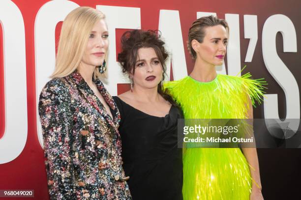 Cate Blanchett, Helena Bonham Carter and Sarah Paulson attend "Ocean's 8" World Premiere at Alice Tully Hall on June 5, 2018 in New York City.