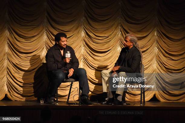 Neil deGrasse Tyson and Elvis Mitchell attend Film Independent at LACMA presents StarTalk - A Conversation with Astrophysicist Neil deGrasse Tyson at...
