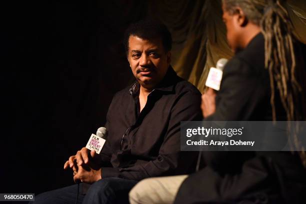 Neil deGrasse Tyson attends Film Independent at LACMA presents StarTalk - A Conversation with Astrophysicist Neil deGrasse Tyson at Bing Theater At...