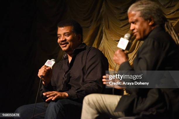 Neil deGrasse Tyson and Elvis Mitchell attend Film Independent at LACMA presents StarTalk - A Conversation with Astrophysicist Neil deGrasse Tyson at...