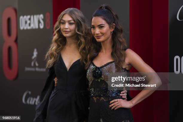 Gigi Hadid and Lily Aldridge attend the "Ocean's 8" World Premiere at Alice Tully Hall on June 5, 2018 in New York City.