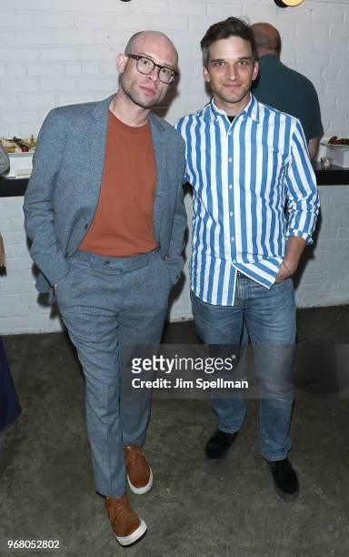 Publicist Shane Kidd and actor Evan Jonigkeit attend the screening after party for "Hereditary" hosted by A24 at Metrograph on June 5, 2018 in New...