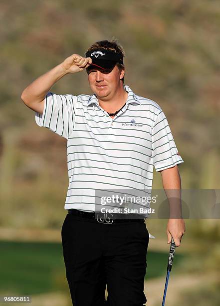 Ross McGowan of England defeated Steve Stricker at the first play-off hole during the first round of the World Golf Championships-Accenture Match...