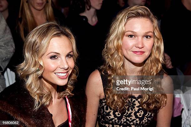 Personality Elisabeth Hasselbeck and actress Julia Stiles attend Milly By Michelle Smith Fall 2010 during Mercedes-Benz Fashion Week at Bryant Park...