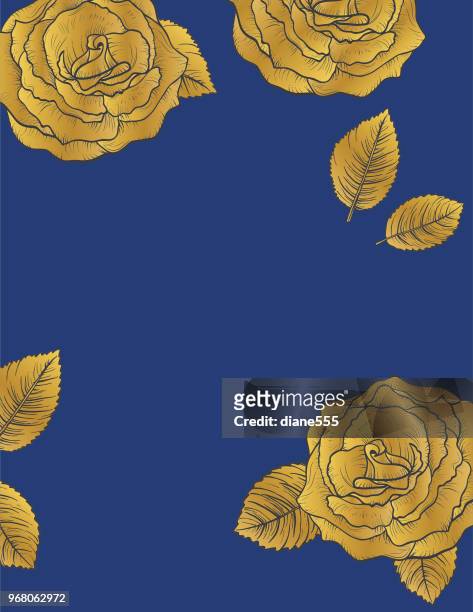 botanical roses invitation template - menique lagoon stock illustrations