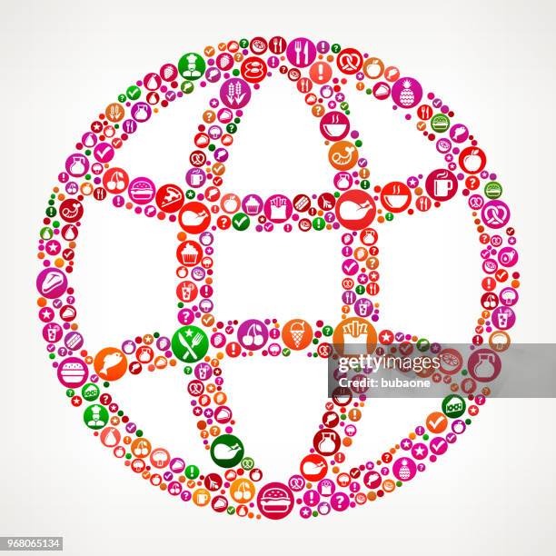 globe food and diet vector icon background - fish chips stock illustrations