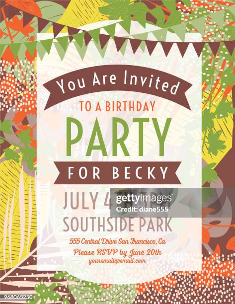 tropical plants invitation template - coconuts pattern stock illustrations