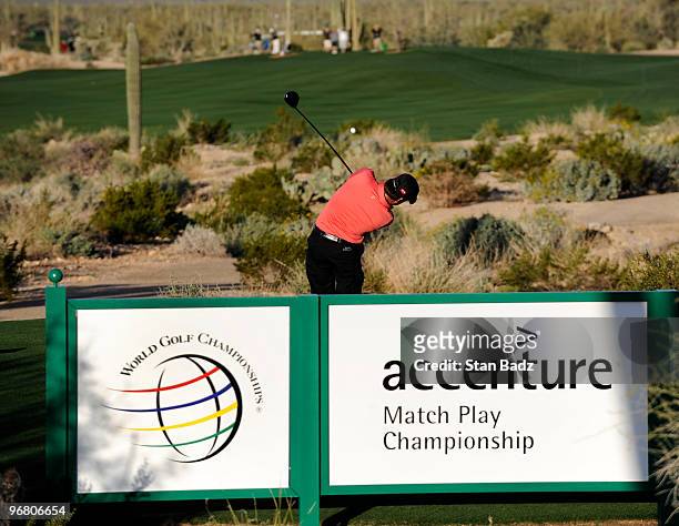 Graeme McDowell of N. Ireland hits from the second tee box during the first round of the World Golf Championships-Accenture Match Play Championship...