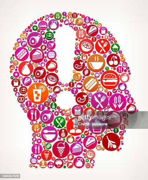 attention head food and diet vector icon background - pie face stock illustrations