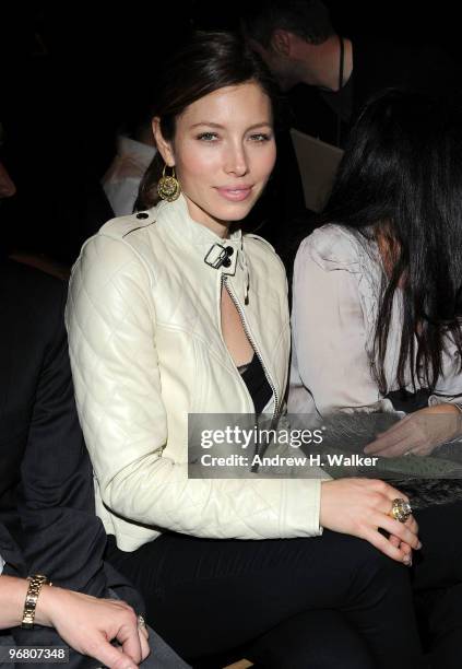 Actress Jessica Biel attends the William Rast Fall 2010 Fashion Show during Mercedes-Benz Fashion Week at Cedar Lake on February 17, 2010 in New York...