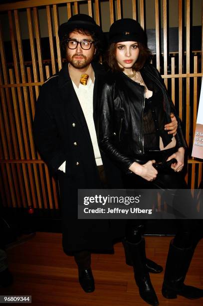 Musician Sean Lennon and Maybelline spokesmodel Kemp Muhl celebrate the Modelinia Magazine cover launch at the Tanuki Tavern on February 17, 2010 in...