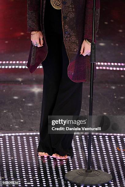 Irene Fornaciari attends the 60th Sanremo Song Festival at the Ariston Theatre On February 17, 2010 in San Remo, Italy.