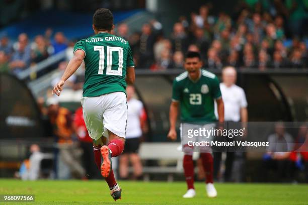 Giovani Dos Santos of Mexico celebrates after scoring the first goal of his team during the International friendly match between Mexico and Scotland...