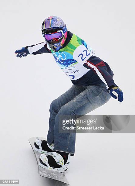 Lindsey Jacobellis of The United States competes during the Ladies' Snowboard cross on day 5 of the Vancouver 2010 Winter Olympics at Cypress...