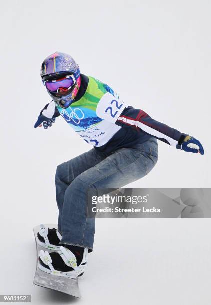 Lindsey Jacobellis of The United States competes during the Ladies' Snowboard cross on day 5 of the Vancouver 2010 Winter Olympics at Cypress...