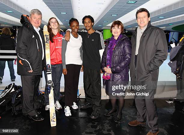 Keith Mills vice chairman of LOCOG, Ellie Koyander, British freestyle skier, Mikyle Chaitsingh, Di Andre Joseph, Tessa Jowell Minister for the...