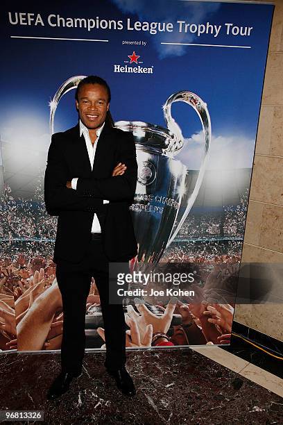 Athlete Edgar Davids attends the Heineken Brings UEFA Champions League Trophy to the US event at 230 Fifth Avenue on February 17, 2010 in New York...